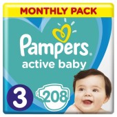 Pampers Active Baby No 3 208 Τεμάχια