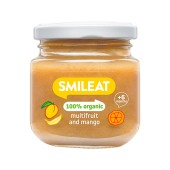 Smileat Organic Small Jar Βιολογικός Πουρές Φρούτων με Ανάμεικτα Φρούτα & Μάνγκο, Χωρίς Προσθήκη Ζάχαρης για Βρέφη από τον 6ο Μήνα 130gr