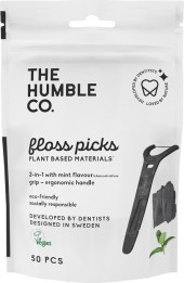 The Humble Co. Dental Floss Picks Grip Handle Με Ενεργό Άνθρακα, Γεύση Μέντα 50 τμχ