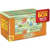 BabyCare Chamomile Pure Water Wipes Monthly Box (16x72 τεμ) 1152 τεμ