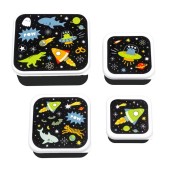A Little Lovely Company Σετ 4 Δοχεία Φαγητού Lunch & Snack Box Galaxy - SBSEGA74