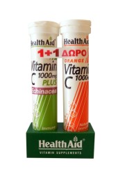 Health Aid Vitamin C 1000 mg Plus Echinacea 20 eff. tabs + Δώρο Vitamin C 1000 mg Πoρτoκάλι 20 eff. tabs