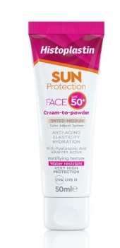 Histoplastin Sun Protection Face Cream To Powder Tinted Medium Spf50+, 50ml