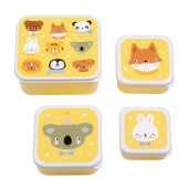 A Little Lovely Company Σετ 4 Δοχεία Φαγητού Lunch & Snack Box Animal Friends - SBSEAF81