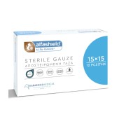 AlfaShield Alfa Gauze Sterile Αποστειρωμένη Γάζα με Υδρόφιλο Βαμβάκι 15x15cm 12τεμ