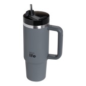 Ecolife Ανοξείδωτο Ποτήρι Θερμός με Καλαμάκι Junior Grey 900ml - 33-BO-5011