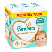 Pampers Monthly Pack Premium Care Μέγεθος 4 (9kg-14kg) 188 πάνες