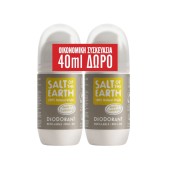 Salt Of The Earth Vegan Promo Amber & Sandalwood Αποσμητικό Επαναγεμιζόμενο Roll-On 2x75ml (40ml Δώρο στο 2ο Προϊόν)