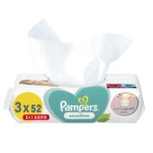 Pampers Sensitive Baby Wipes 156 Τεμάχια (3x52 Τεμάχια)