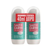 Salt Of The Earth Vegan Promo Melon & Cucumber Αποσμητικό Επαναγεμιζόμενο Roll-On 2x75ml (40ml Δώρο στο 2ο Προϊόν)