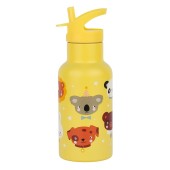 A Little Lovely Company Drink Bottle Θερμός-Μπουκάλι με Καλαμάκι & Διπλό Τοίχωμα από Ανοξείδωτο Ατσάλι Animal friends 350ml