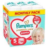 Pampers Monthly Pack Premium Care Pants Μέγεθος 5 (11-17kg) 108 Πάνες-Βρακάκι