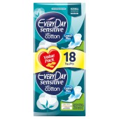 Every Day Sensitive Normal Ultra Plus Value Pack Πολύ Λεπτές Σερβιέτες με Βαμβακερό Κάλυμμα,Ιδανικές για Κανονική Ροή 18 τεμ