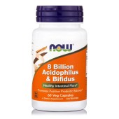 Now Foods 8 Billion Acidophilus & Bifidus Συμβάλλει στη Διατήρηση της Υγιούς Εντερικής Μικροβιακής Χλωρίδας 60caps