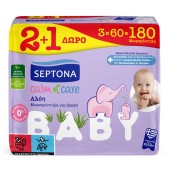 Septona Baby Calm n Care Wipes Aloe 2+1 Δώρο (3x60 Τεμάχια) 180 τεμ