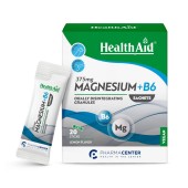 Health Aid Magnesium 375mg + B6 Μαγνησίο & Βιταμίνη Β6 για τη Καλή Λειτουργία Μυών, Οστών & Δοντιών με Γεύση Λεμόνι 20sachets