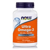 Now Foods Ultra Omega-3 (500 EPA / 250 DHA) Συμπλήρωμα Διατροφής Ωμέγα-3 Λιπαρών Οξέων σε Ποσοστό Συγκέντρωσης 75% 90 Softgels