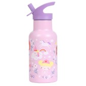 A Little Lovely Company Drink Bottle Θερμός-Μπουκάλι με Καλαμάκι & Διπλό Τοίχωμα από Ανοξείδωτο Ατσάλι Princesses 350ml