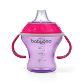 BabyOno Παιδικό Ποτηράκι με Λαβές και Μαλακό Στόμιο που δε Χύνεται - Non-spill Pink 180 ml