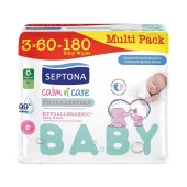 Septona Calm n Care Hypoallergenic Baby Wipes Υποαλλεργικά Μωρομάντηλα με 99% Νερό (3x60τεμ) 180τεμ