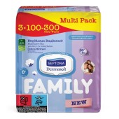 Septona Family Dermasoft with Cotton Extract Wet Wipes Μωρομάντηλα για Όλη την Οικογένεια με Εκχύλισμα Βαμβακιού & Εύχρηστο Καπάκι (3x100τεμ) 300 τεμ