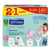 Septona Baby Calm n Care Wipes Sensitive 2+1 Δώρο (3x60 Τεμάχια) 180 τεμ