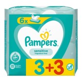 Pampers Wipes Sensitive 156 Τεμάχια (3+3 δώρο)