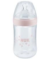 Nuk Nature Sense Μπιμπερό Γυάλινο Με Θηλή Σιλικόνης 240 ml 0-6 Μηνών Μέγεθος M
