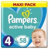 Pampers Active Baby Μέγεθος 4 (9-14kg) 58 Πάνες