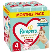 Pampers Monthly Pack Premium Care Pants Μέγεθος 4 (9kg-15kg) 114 Πάνες-Βρακάκι