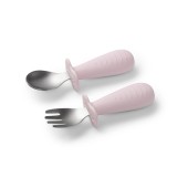 Babyono Βρεφικό Σετ Κουτάλι & Πιρούνι από Ανοξείδωτο Ατσάλι Ροζ 12m+
