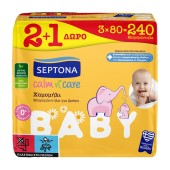 Septona Calm n Care Baby Wipes Chamomille (3x80τεμ) 240τεμ