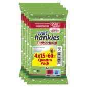 Wet Hankies Promo Pack Antibacterial Lemon (4x15τεμ) 60τεμ