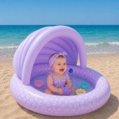 Swim Essentials Φουσκωτή Πισίνα Μωρού με Σκιαστρο 100 εκ - Lila Leopard