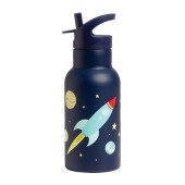 A Little Lovely Company Drink Bottle Θερμός-Μπουκάλι με Καλαμάκι & Διπλό Τοίχωμα από Ανοξείδωτο Ατσάλι Space 350ml