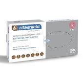 AlfaShield Latex Examination Gloves Εξεταστικά Γάντια Χωρίς Πούδρα Small 100τεμ