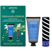 Apivita Promo Touch & Kiss Hypericum Κρέμα για Ξηρά-Σκασμένα Χέρια 50ml & Lip Care Βούτυρο Κακάο SPF20 4.4g