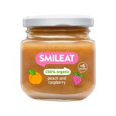 Smileat Organic Small Jar Βιολογικός Πουρές Φρούτων με Ροδάκινο & Raspberry, Χωρίς Προσθήκη Ζάχαρης για Βρέφη από τον 6ο Μήνα 130gr