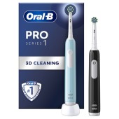 Oral-B Pro Series 1 Electric Toothbrush Duo Edition Ηλεκτρική Οδοντόβουρτσα με Χρονοδιακόπτη & Αισθητήρα Πίεσης, Μπλε και Μαύρο 2 τεμ