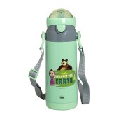Ecolife Kids Thermos Masha - Respect Earth Mint Ανοξείδωτο Παγούρι Θερμός με Καλαμάκι 400ml - 33-BO-2121