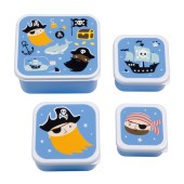 A Little Lovely Company Σετ 4 Δοχεία Φαγητού Lunch & Snack Box Pirates - SBSEPI80