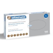 AlfaShield Latex Examination Gloves Εξεταστικά Γάντια Χωρίς Πούδρα Large 100τεμ