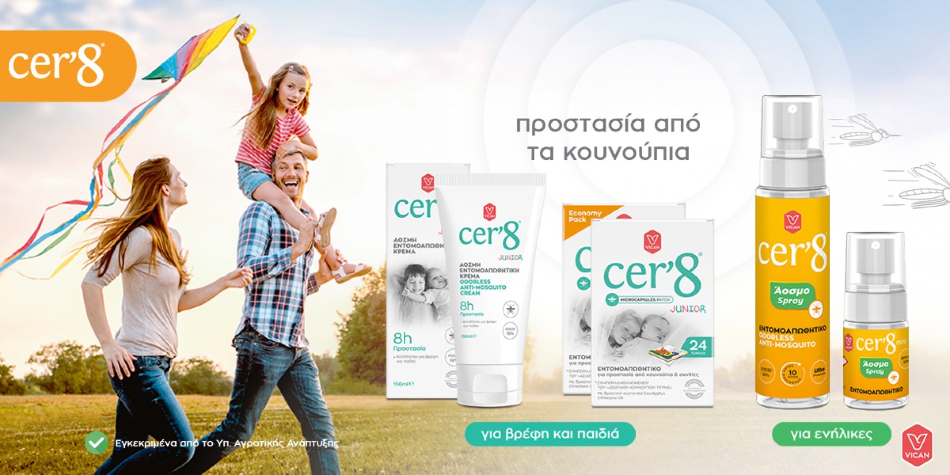CER8 εντομοαπωθητικά για ανακούφιση από τα τσιμπήματα