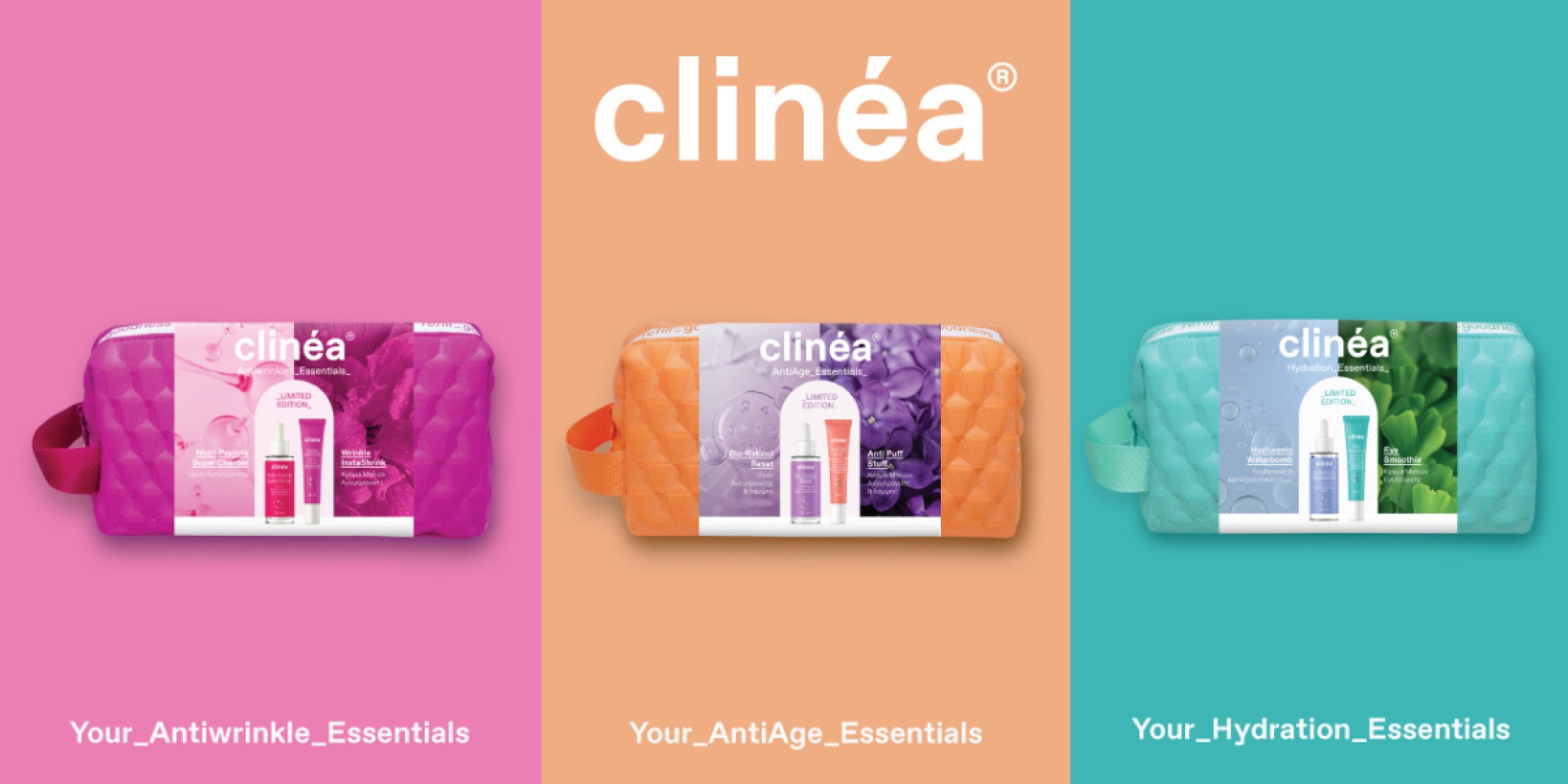 Clinea | Τρία σετ. Τρεις συνδυασμοί φροντίδας!