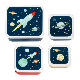A Little Lovely Company Σετ 4 Δοχεία Φαγητού Lunch & Snack Box Space - SBSESP21