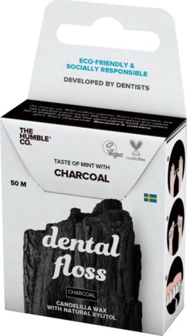 The Humble Co. Dental Floss Οδοντικό Νήμα Καθαρισμού Με Ενεργό Άνθρακα 50 m