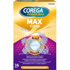Corega Power Max Clean 4in1 Καθαριστικά Δισκία για Τεχνητές Οδοντοστοιχίες 36tabs