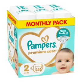 Pampers Monthly Pack Premium Care Μέγεθος 2 (4kg-8kg) 246 πάνες