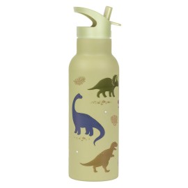 A Little Lovely Company Drink Bottle Θερμός-Μπουκάλι με Καλαμάκι & Διπλό Τοίχωμα από Ανοξείδωτο Ατσάλι Dinosaurs 500ml