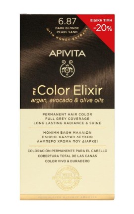 Apivita Promo My Color Elixir Μόνιμη Βαφή Μαλλιών 6.87 Ξανθό Σκούρο Περλέ -20%